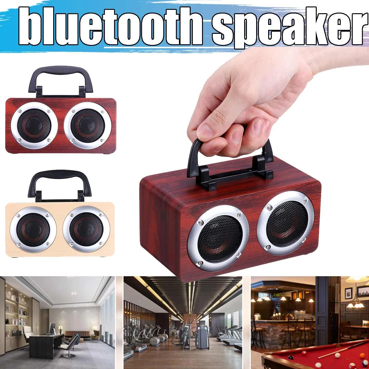 

Portable Wooden bluetooth Speaker Wireless Loudspeaker Sound System 6W 2CH Stereo Bass TF Card AUX Speaker Class D Amplifier