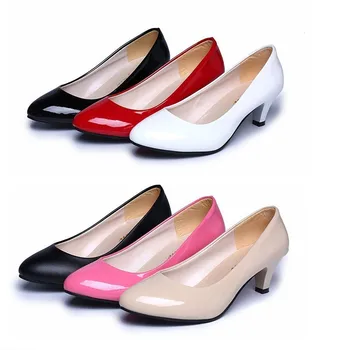 

Dropshiping Patent Leather Low Heels Shoes Women Professional Shoes Ladies Shallow Mouth Work Shoes Elegant Ladies Office Shoes