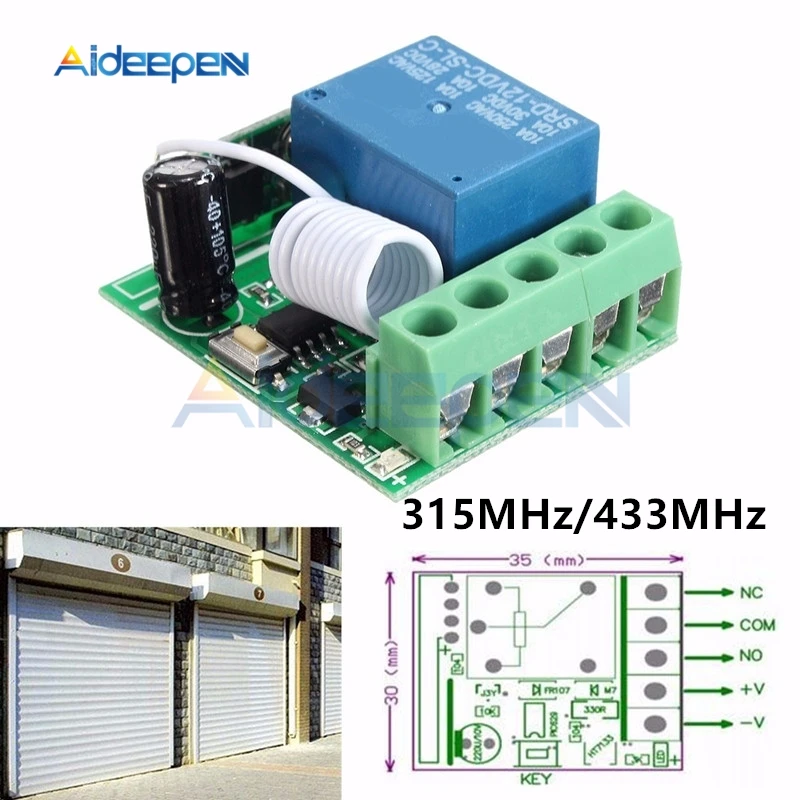 DC 12V 10A 1 канал 315 MHz/433 MHz беспроводное реле RF пульт дистанционного управления приемник управления Лер плата для Arduino MCU