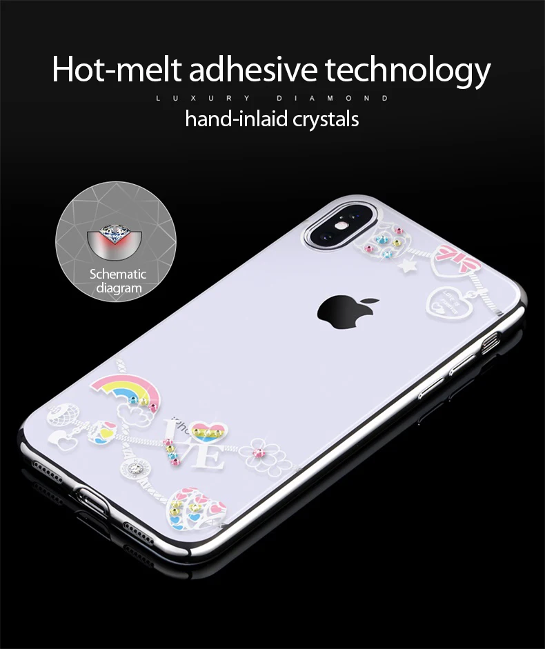 KINGXBAR Case for iPhone Xs Max Case Cute Patterned for iPhone Xs Cover Transparent for iPhoneXs Luxury Crystals from Swarovski  (7)