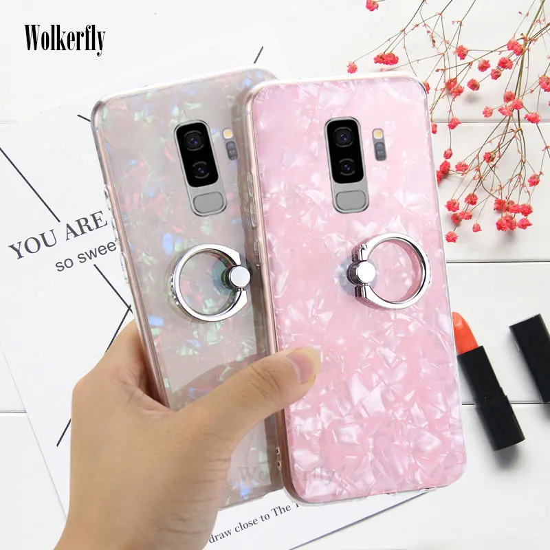 

Luxury Cover with Ring Case For Samsung Galaxy S10E S8 S9 S10 Plus Conch Shell Phone Case for Samsung Note 9 8 J5 2016 J7 Prime