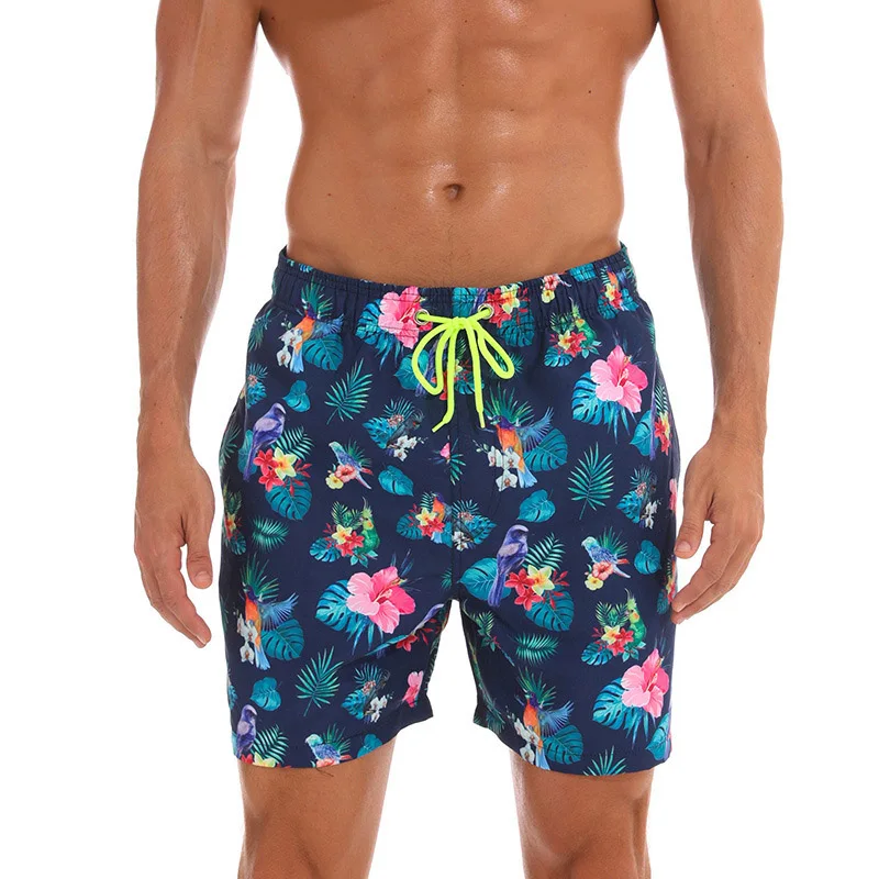 board shorts men fashion flamingo animal flowers print beach shorts quick dry swimwear bermuda masculino casual shorts men M-3XL - Цвет: C6