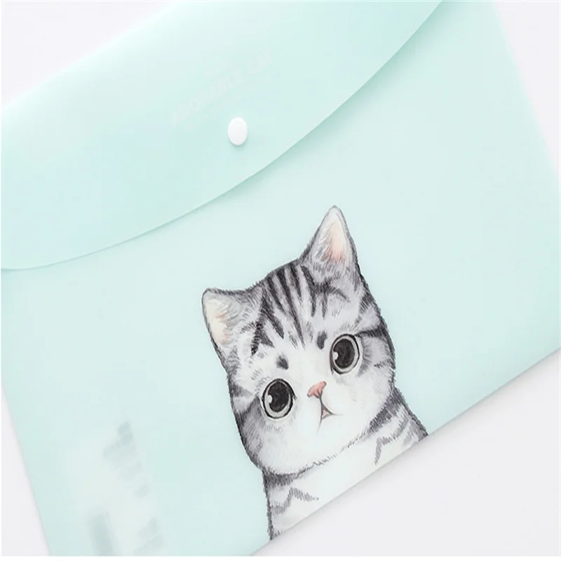 Buy 12pcs/lot Cute A4 cat button Cat File Bag File Bag