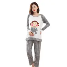 Printemps Été De Maternité à manches longues Pyjamas Set Femmes Infirmière De Nuit Pour Les Femmes Enceintes Qui Allaitent Vêtements