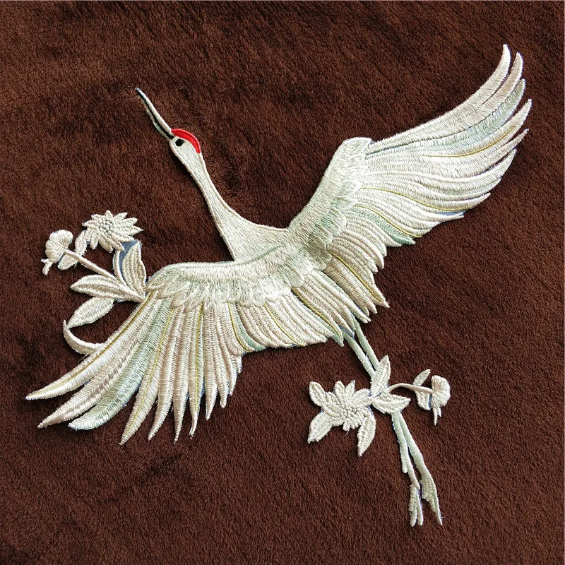 Crane-lace-applique-patches-DIY-accessories-dress-red-crowned-crane-patch-clothing-costumes-national-wind-decorations