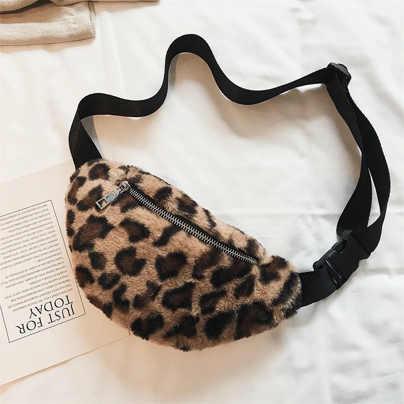 

CCRXRQ Waist Bags For Women Sexy Leopard Plush Waist Pack Fashion Fanny Pack Handy Belt Bag Ladies Crossbody Chest Bag Bananka