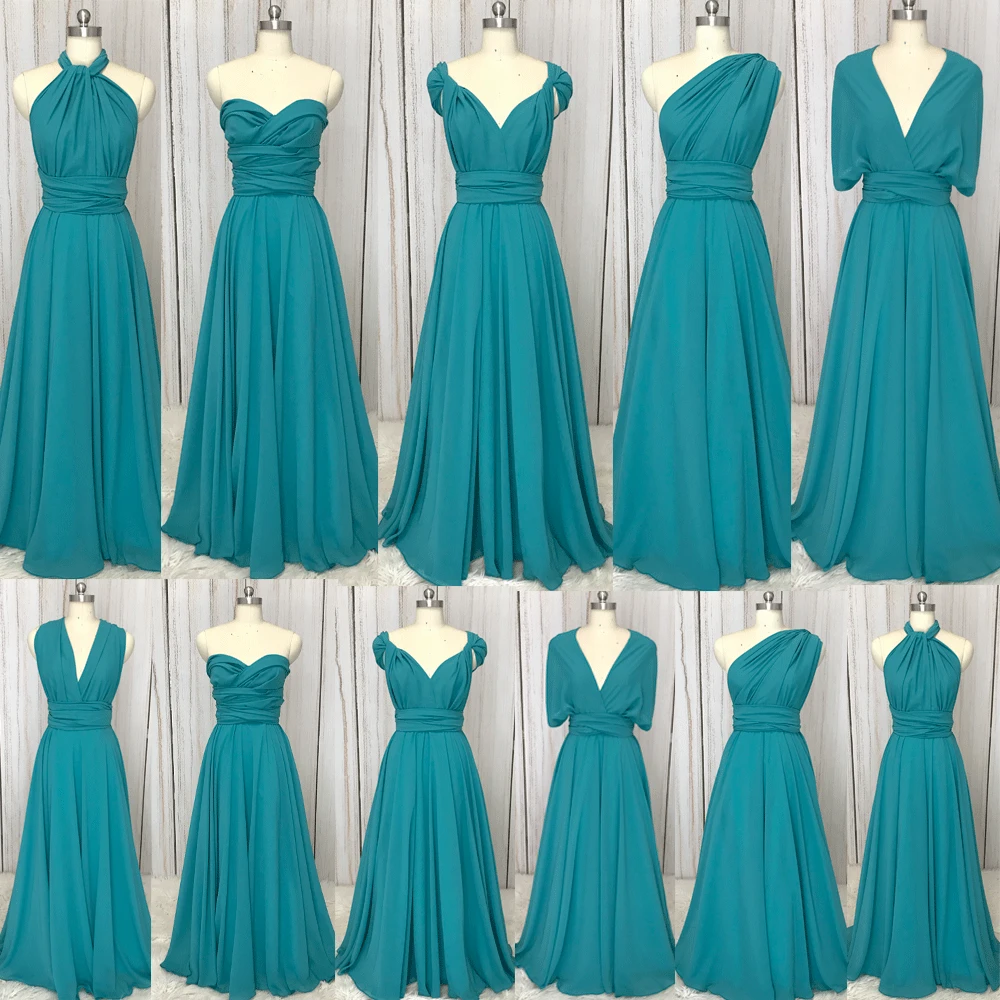 SuperKimJo vestidos de dama de honor azul turquesa para mujer, vestidos infinitos convertibles de gasa para invitados de boda, túnicas 2022, 2023|Vestidos para de honor| - AliExpress