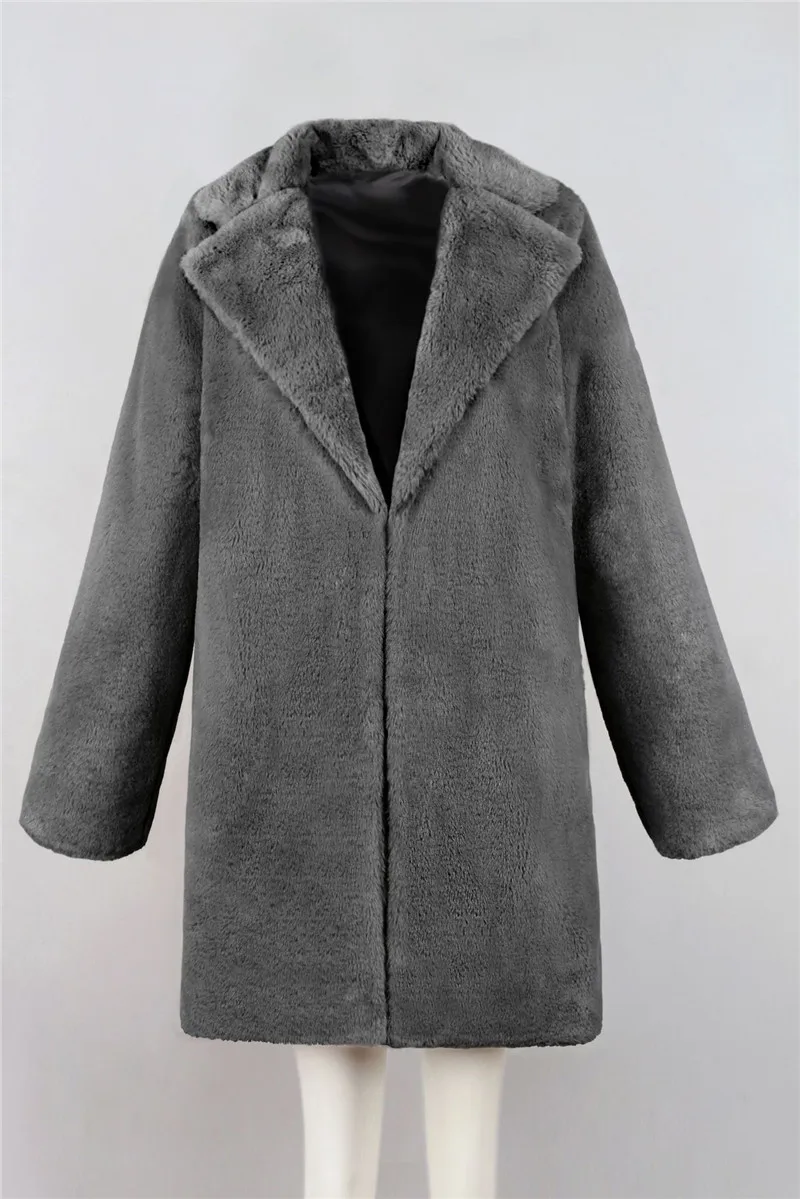 Новое зимнее женское длинное меховое пальто размера плюс, повседневная верхняя одежда, толстое теплое меховое пальто, женское свободное мягкое пальто из искусственного кроличьего меха