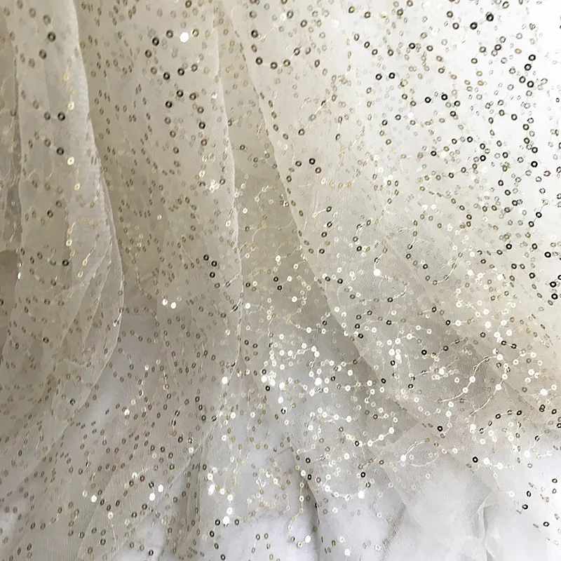 

GLace 2M/lot high quality star sequins glitter soft mesh fabric for dress wedding veil cloth TX1206