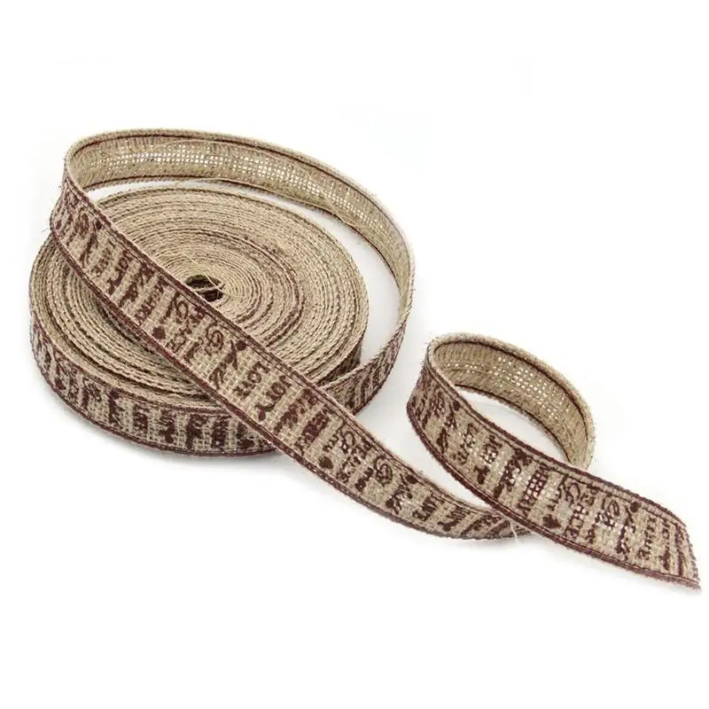 

10M 2.5CM English Letters Burlap Craft Ribbon for DIY Crafts Home Wedding Christmas Decoration
