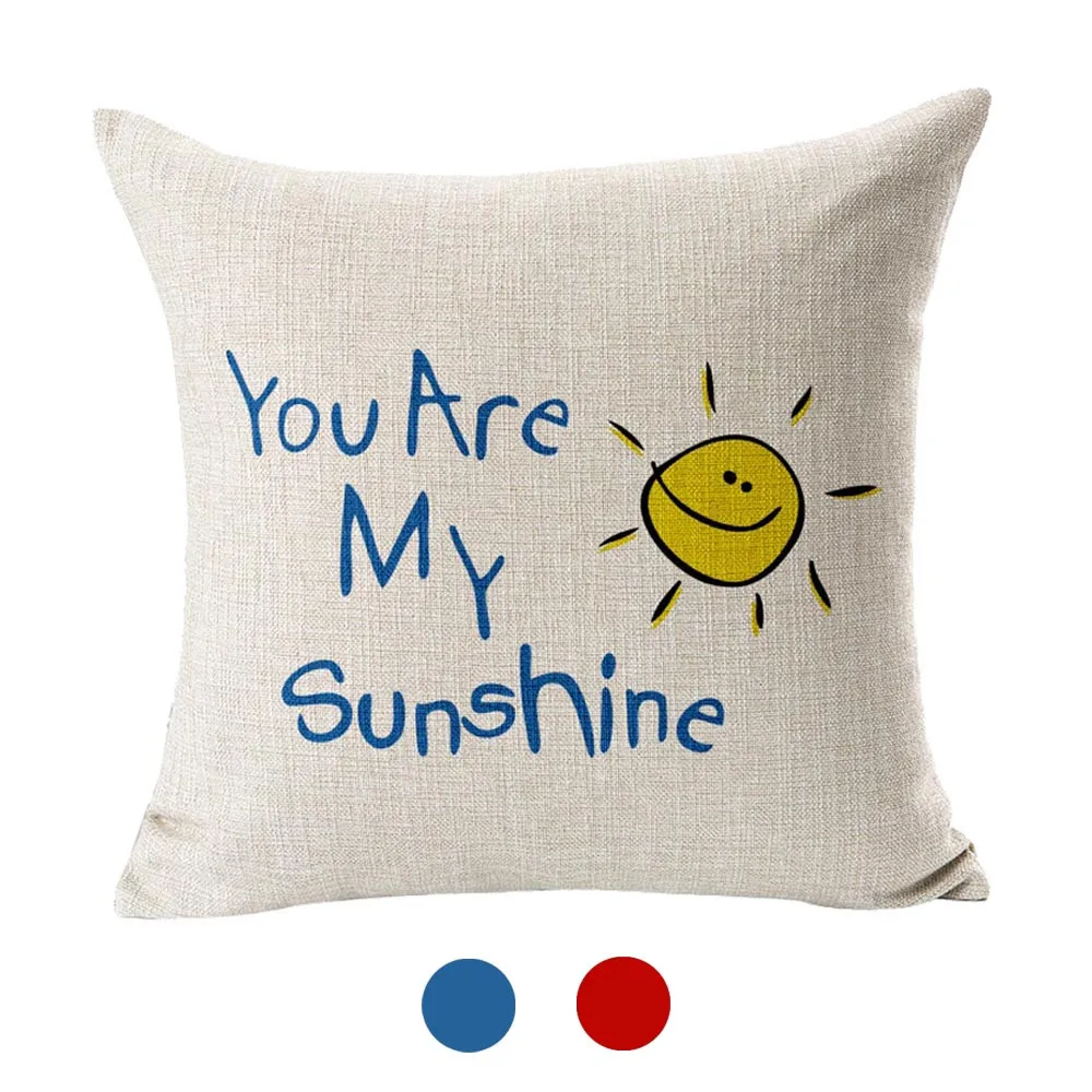 You Are My Sunshine Cotton Linen Square Leaning Pillow Cover Luxury