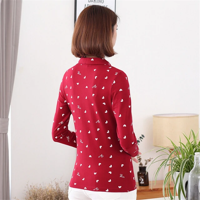 2018 Autumn Winter Polo Shirt Women long Sleeve polo feminina Casual Shirts Lady Fashion Printing Slim women polo shirt Clothing 1