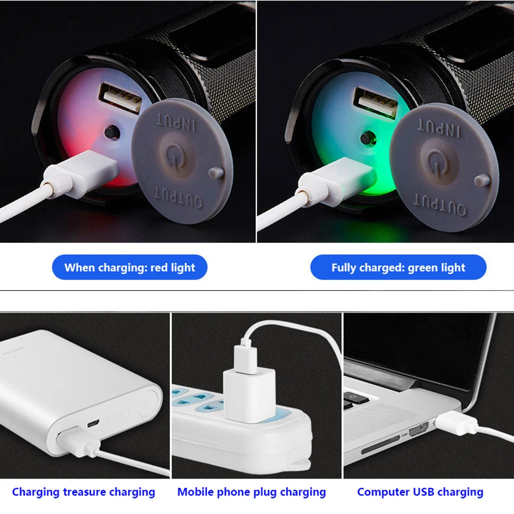 Светодиодный фонарик Cree xhp50 xhp70 встроенный 32650 литиевый аккумулятор внешний USB с