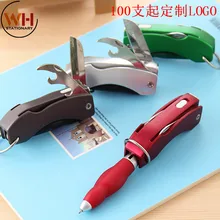 100 шт./лот, бесплатный логотип, многофункциональный Креативный светодиодный светильник, швейцарский армейский нож, шариковая ручка, рекламная ручка, Пользовательский логотип, подарочная ручка