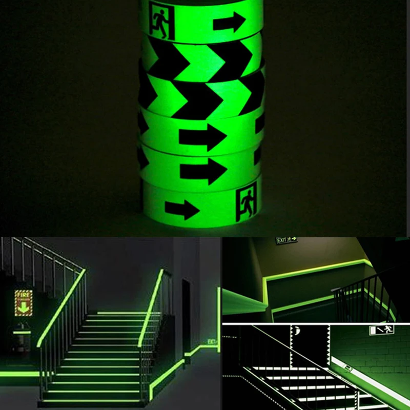 5CM X 10M Glow Tape Self-adhesive Sticker Removable Luminous Tape Fluorescent Glowing Dark Striking Warning Tape