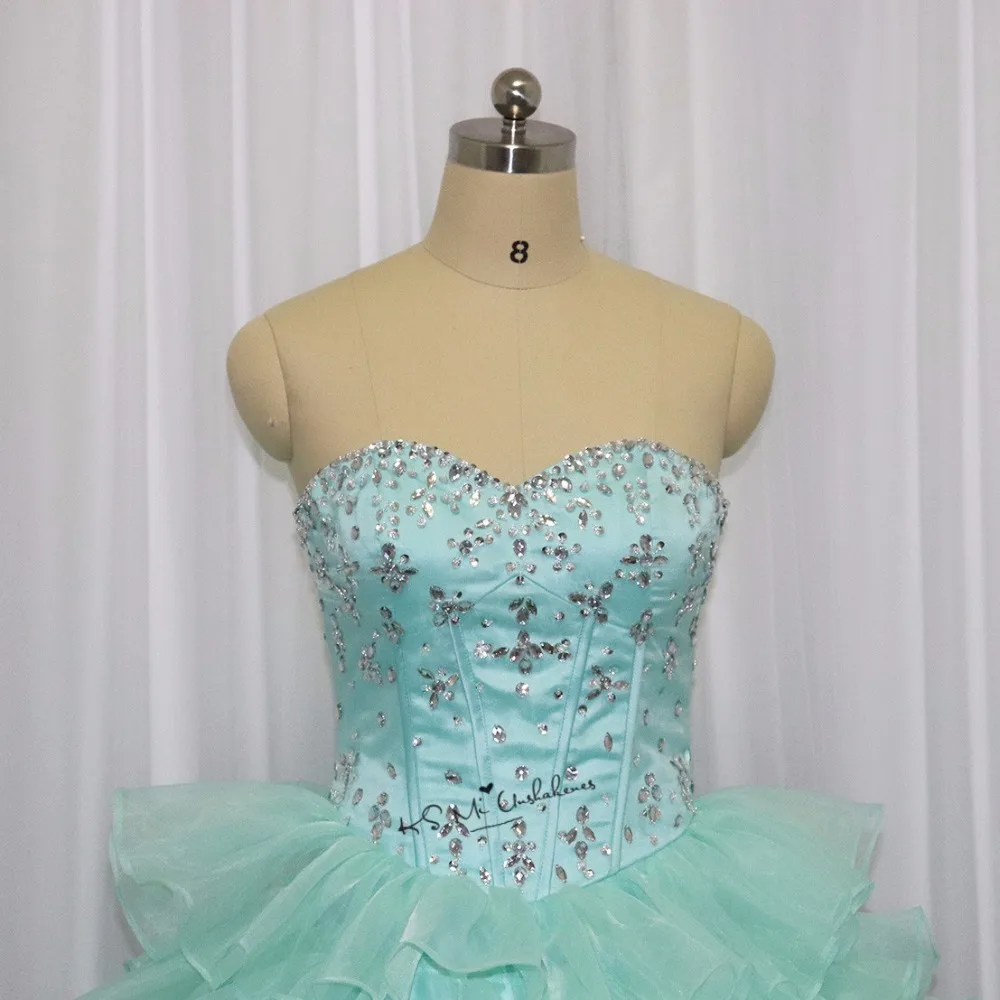 Милые 16 Бальные платья Vestidos de Quince Anos мятно-зеленые пышные платья дешевые пышные дебютанты плюс размер Променад