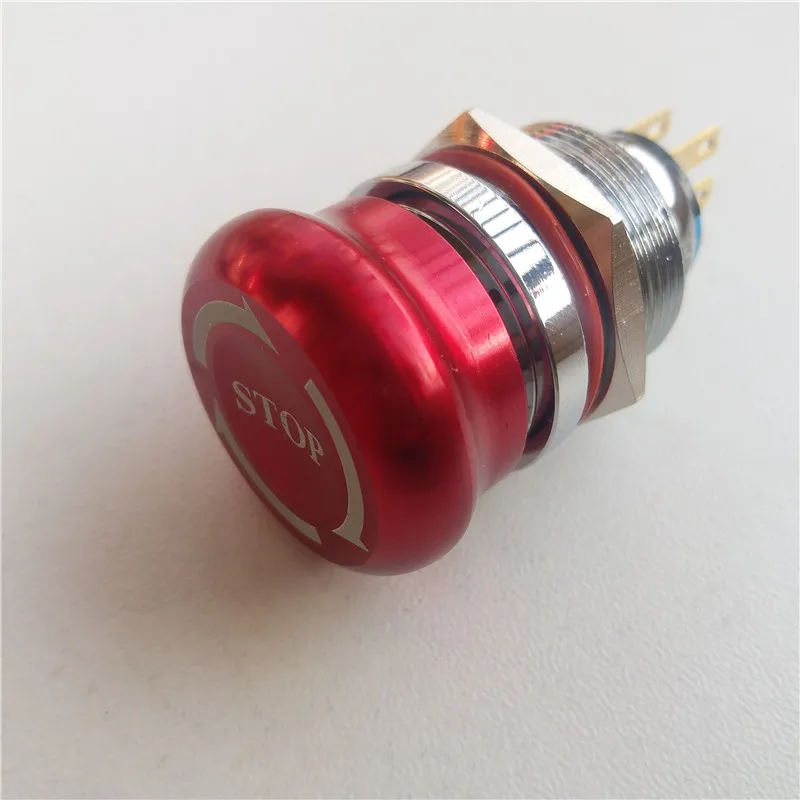 

1pcs Metal stop mushroom button emergency stop switch button 220V 0.5A switch 19mm/22mm 1NO1NC 2NO2NC emergency switch red