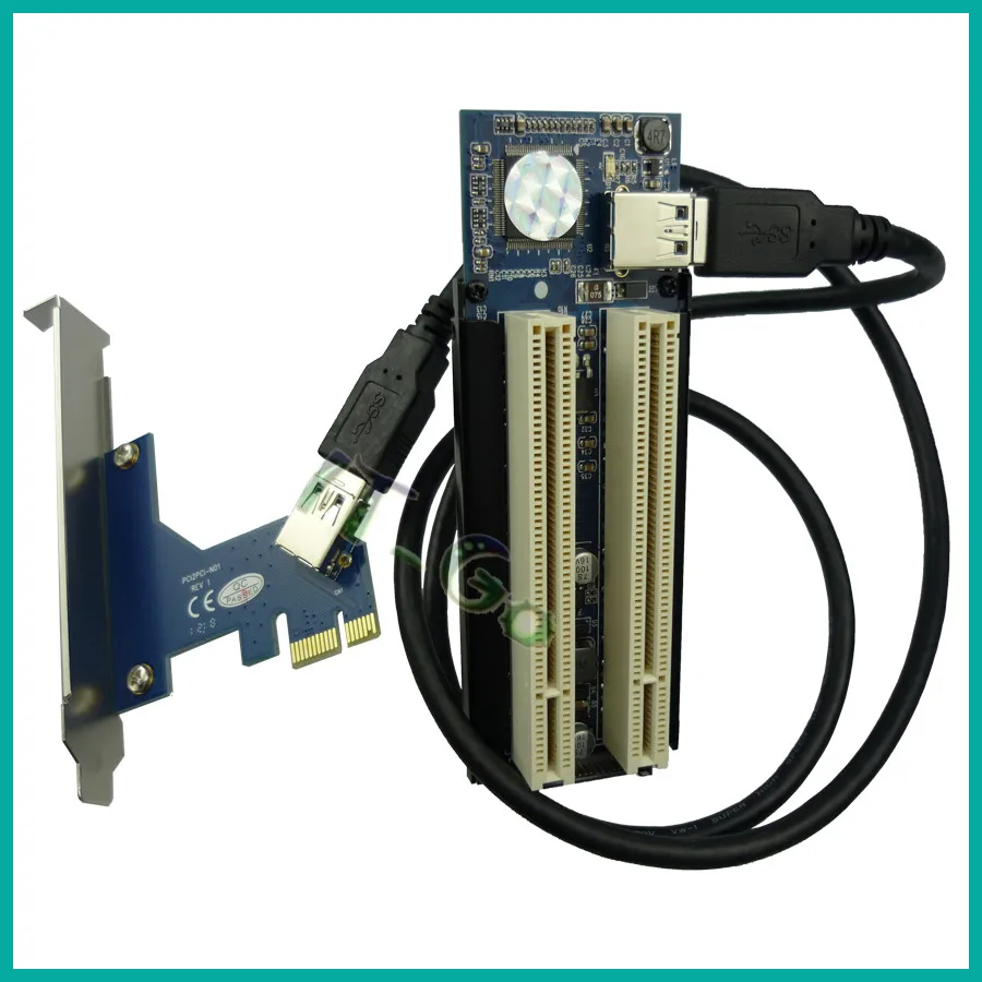Freeshipping PCIe X1 To Dual x16 PCI Converter PCI Riser Card Adapter
