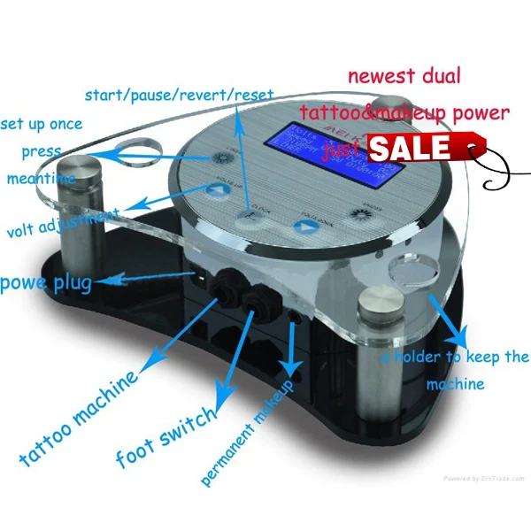 Татуировка источник питания цифровой lcd Татуировка питание постоянный макияж машина питание с фиксатор для педали провод шнур питания