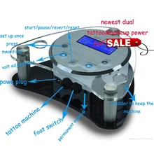 1Pro Digital LCD Tattoo Power Supply Permanent Makeup Machine Power Supply With Foot Pedal Clip Cord Power Cable