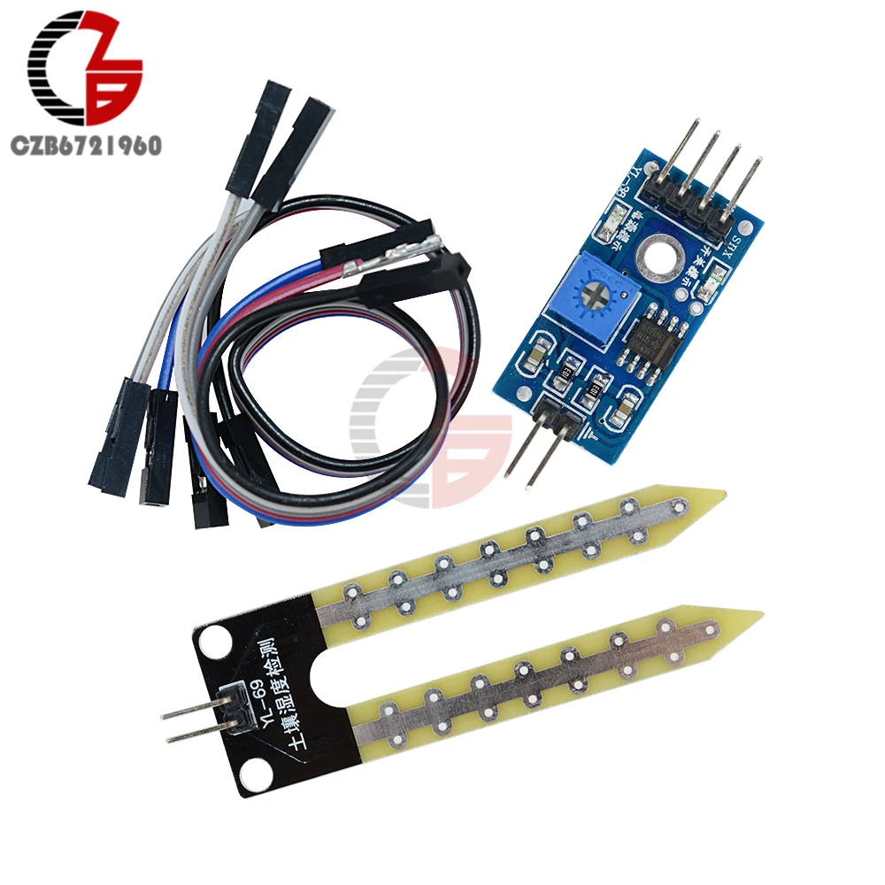

5Pcs Soil Hygrometer Humidity Detection Module Ground Moisture Water Sensor Board DIY Kit for Arduino Dupont Cable