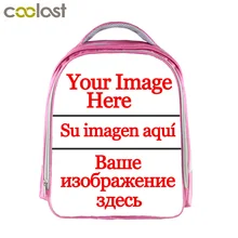 Индивидуальные ваши изображения логотипа имя детей школьные сумки для девочек 13 дюймов мультфильм школьный рюкзак розовый детский сад сумка