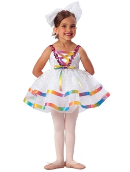 

New rainbow princess girl kids Ballet Dress lyrical Bailarina Balet birthday party performance dancing dress leotard