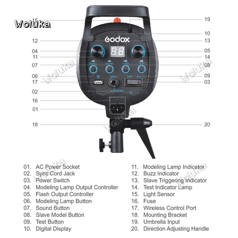Godox-QS600-110V-220V-600W-600WS-GN76-Photo-Studio-Flash-Light-Strobe-Lighting-150W-Modeling-Lamp (4)