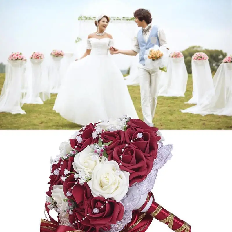 

Wedding Bouquets Hand Made Flower Artificial Pearl Bridesmaid Crystal Bridal Wedding Bouquet de Mariage Wedding Supplies