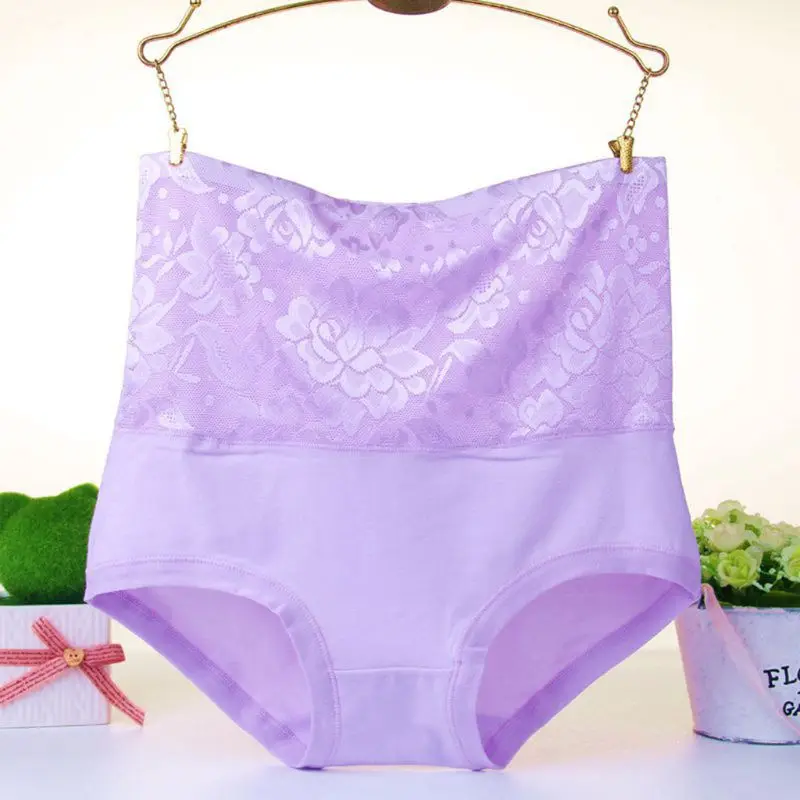 Womens Plus Size Cotton Underwear Floral Lace Patchwork Solid Color Panties High Waist Body Shaper Briefs Postpartum Beauty Care Womens Plus Size Cotton Underwear Floral Lace Patchwork Solid Color Panties High Waist Body Shaper Briefs Postpartum Beauty Care