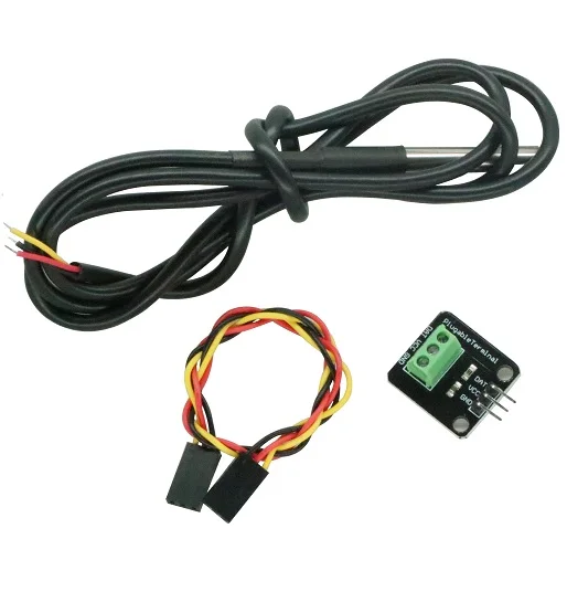 

DS18B20 Temperature Sensor Module Kit Waterproof 100CM Digital Sensor Cable Stainless Steel Probe Terminal Adapter For Arduino