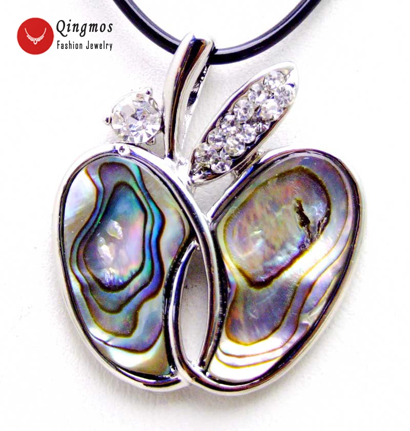 

Qingmos Trendy 30*35mm Apple Abalone Shell Pendant For Women With Natural Blue Multicolor Abalone Shell-pen87 Free ship