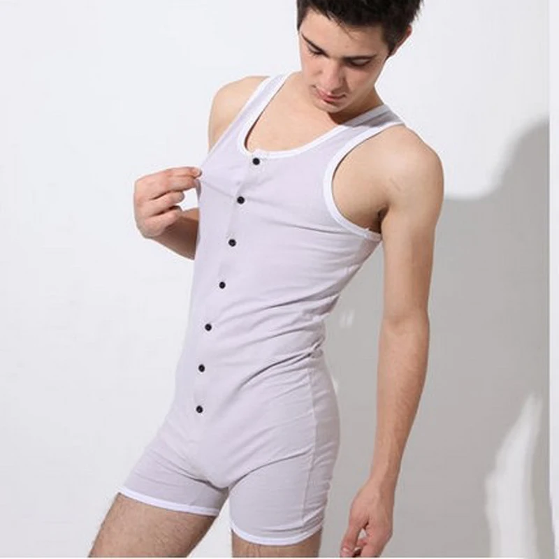 Fanceey male jumpsuit cotton mens sleeveless onesie comfortable body