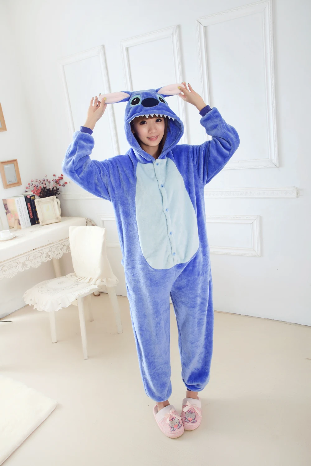 Синий/розовый Ститч комбинезон для взрослых кигуруми Onesie пижамы Косплей Костюм детский спальный костюм одежда для сна комбинезон одежда для вечеринок