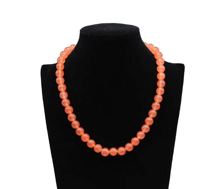 Модный натуральный камень мандарин халцедон beads8mm 10 мм круглый бусины ожерелье самодельное элегантный подарок ювелирные изделия 18 дюймов