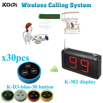 

Restaurant Customer Call System with K-302 monitor K- D-3 transmitter button (1 display+30 table bell button)