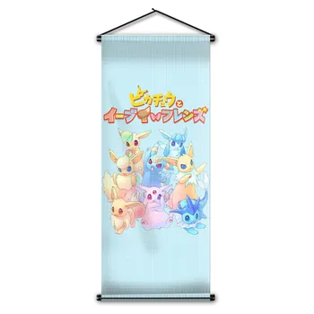 

Japanese Cartoon Pocket Monster Poster Anime Cute Sylveon Eevee Vaporeon Flareon Fox Wall Hanging Scroll Banner Flag 45x110cm