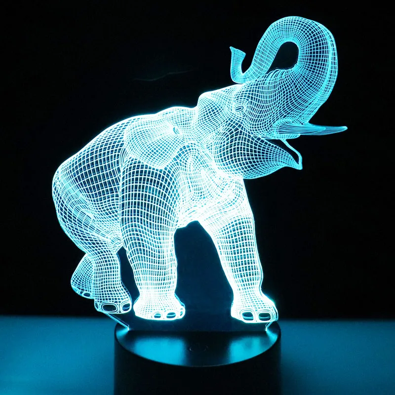 

Lamp Amazing Visualization Optical Illusion Sensor 3D LED Night Light Dance Elephant with 7 Colors Light for Home Decoration