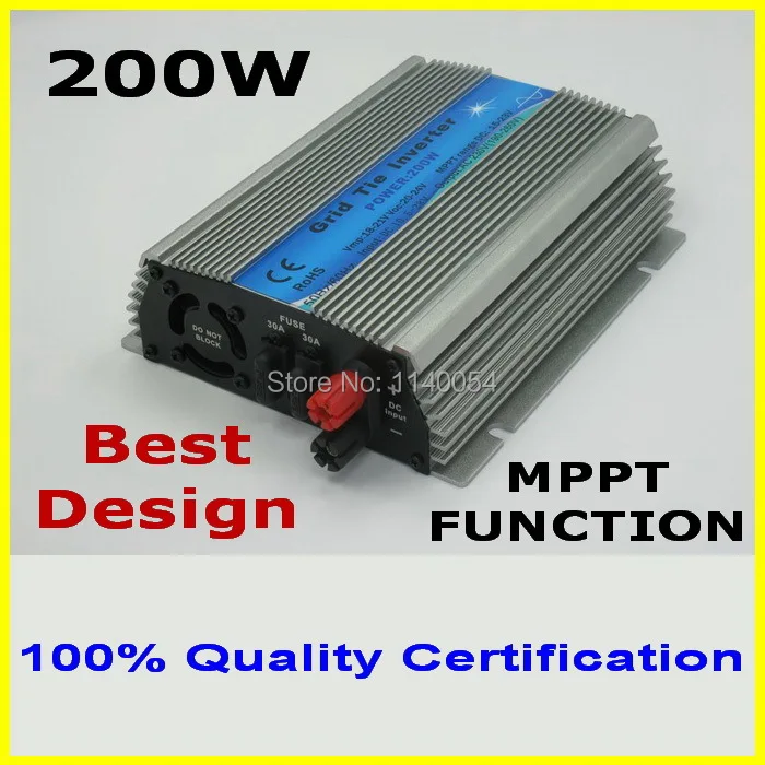 

200W MPPT grid tie inverter,10.5-28V DC to AC 110/220V pure sine wave output solar wind power inverter, 2-year quality warranty