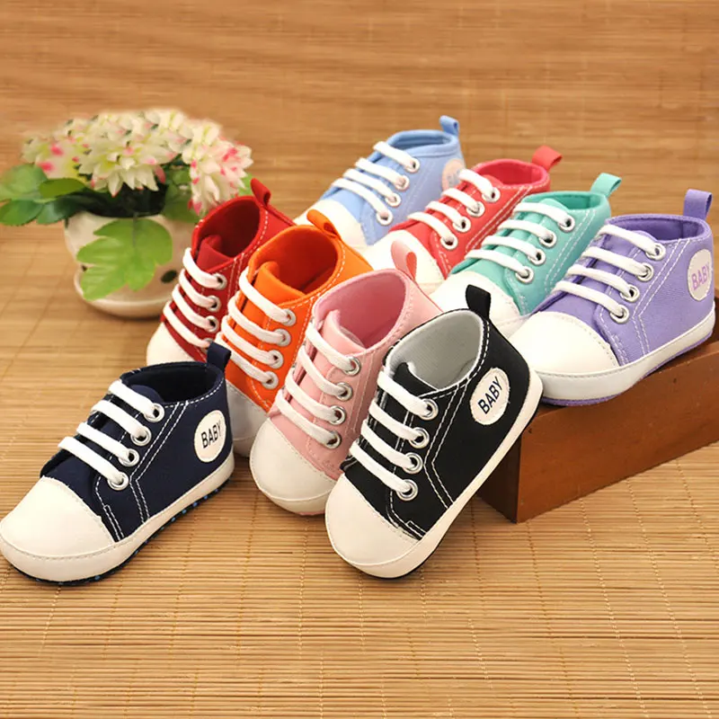 

0-18 Months Baby Canvas Shoes With Breathable Non-slip With Letters Cloth Bottom Casual Shoes Baby Step Shoes Newborn Shoes