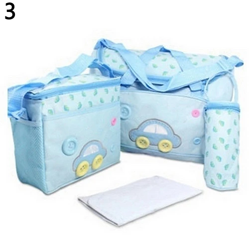 4Pcs Cartoon Big Capacity Baby Functional Changing Nappy Bottle Diaper Bags (3)