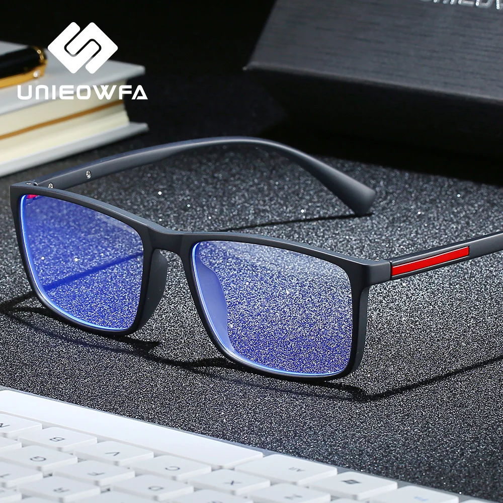 Мужская оправа для очков UNIEOWFA TR90 Корейская матовая черная по рецепту при