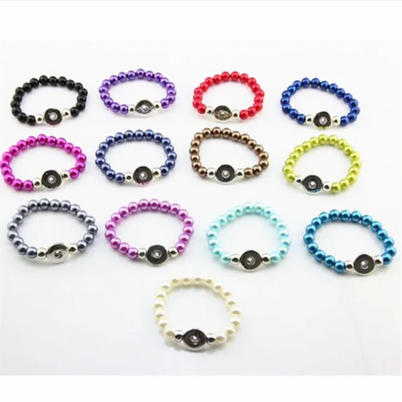 Wholesale Mixed 10pcs Ginger Snaps Bracelet Silver Fake Peral Bracelet