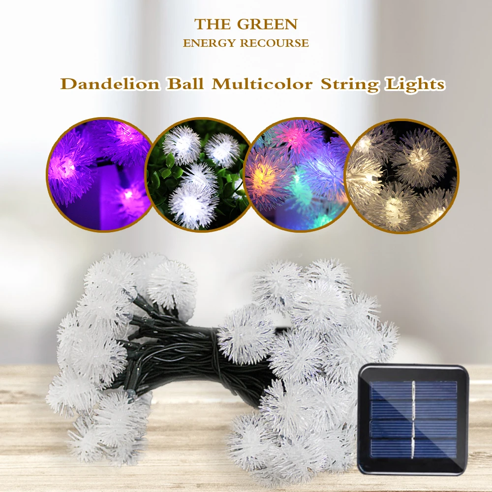 

5M 50 Led Dandelion Solar Powered String Light for Garden Waterproof Decoration Outdoor Lighting Led Fairy Light Christmas Lamp