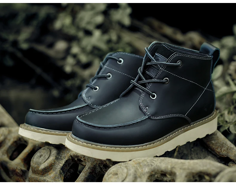 MRCCS/; мужские рабочие ботильоны; водонепроницаемые кожаные ботинки; сезон осень-зима; повседневная обувь с круглым носком коричневого/черного цвета
