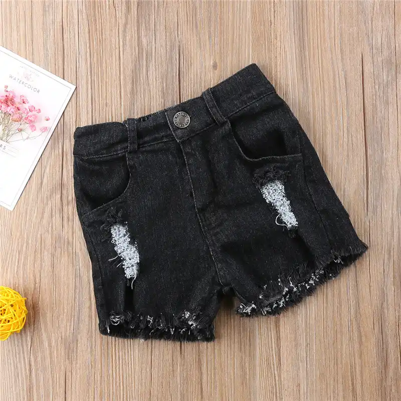 boys black ripped shorts