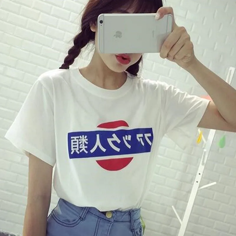 Женская футболка с короткими рукавами Ulzzang Harajuku эксклюзивная в японском стиле