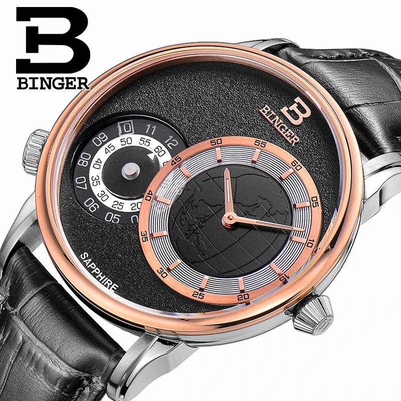 GenuineSwitzerlandBINGERBrandMenautomaticquartzsapphirewatch