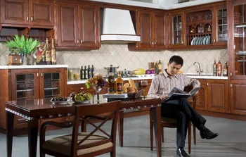 

100% solid wood red chaerry wood kitchen cabinet design K007