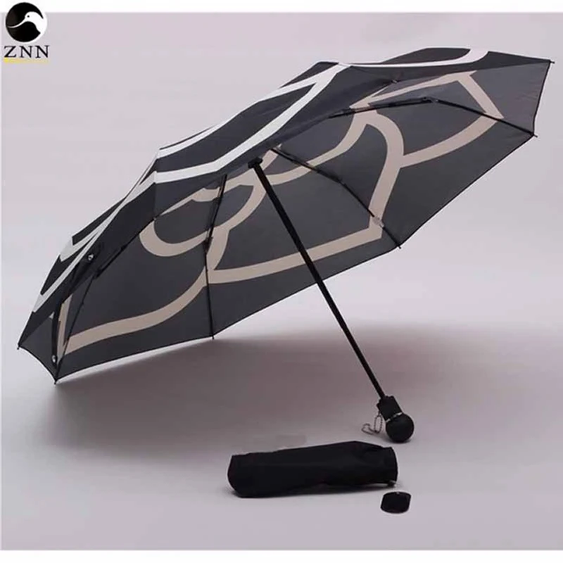

Small fragrant umbrella Ladies automatic Aluminium Alloy strong Frame Three Folding compact big rain umbrella big flower